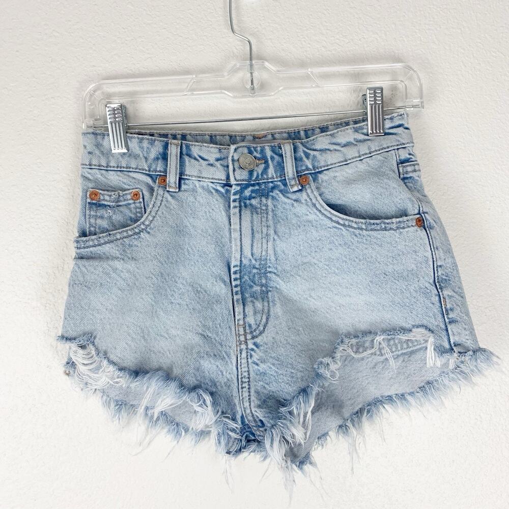 Zara Shorts Womens 2 Cut Off Denim Distressed High Waist Festival Boho Beachy